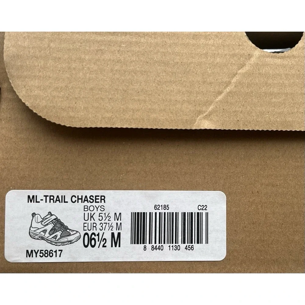 Merrell Big Boys Trail Chaser Hiking Leather Shoes Size 6.5 Blue Gray Slip-on